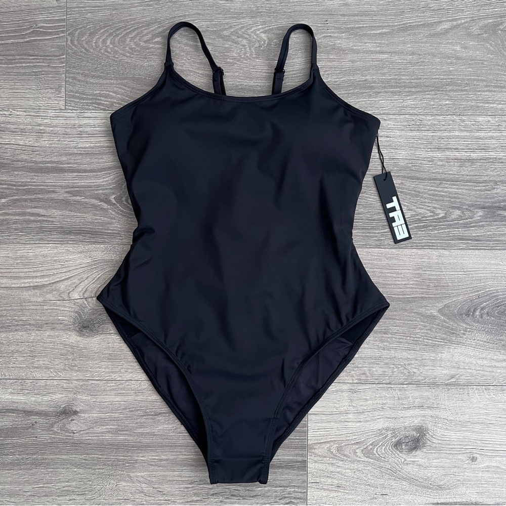 TA3 Lacey One Piece Swimsuit Large SHORT Black Compression Shapewear Sculpting